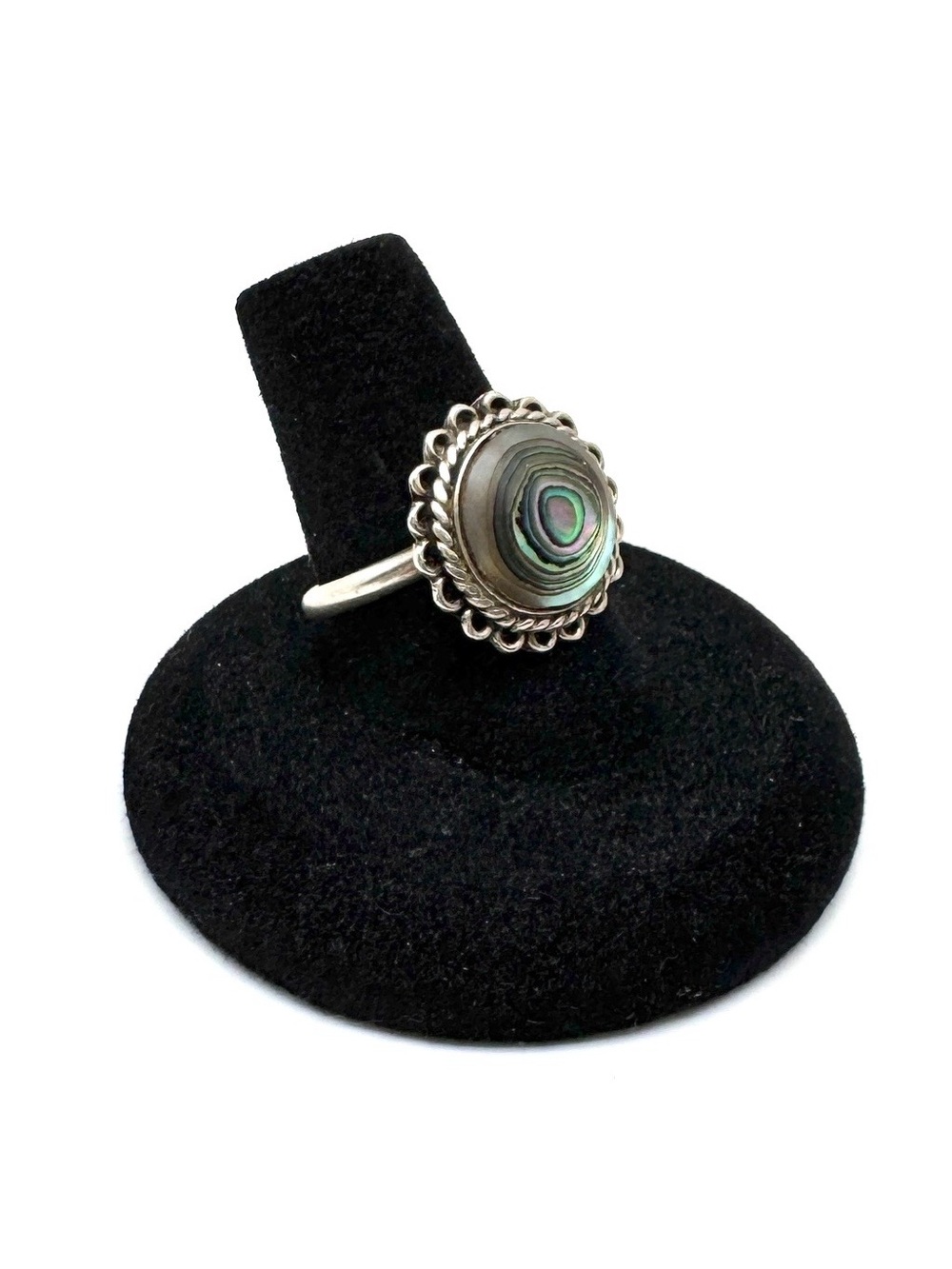 Vintage Sterling Silver Abalone Shell Ring Size 8 1/2